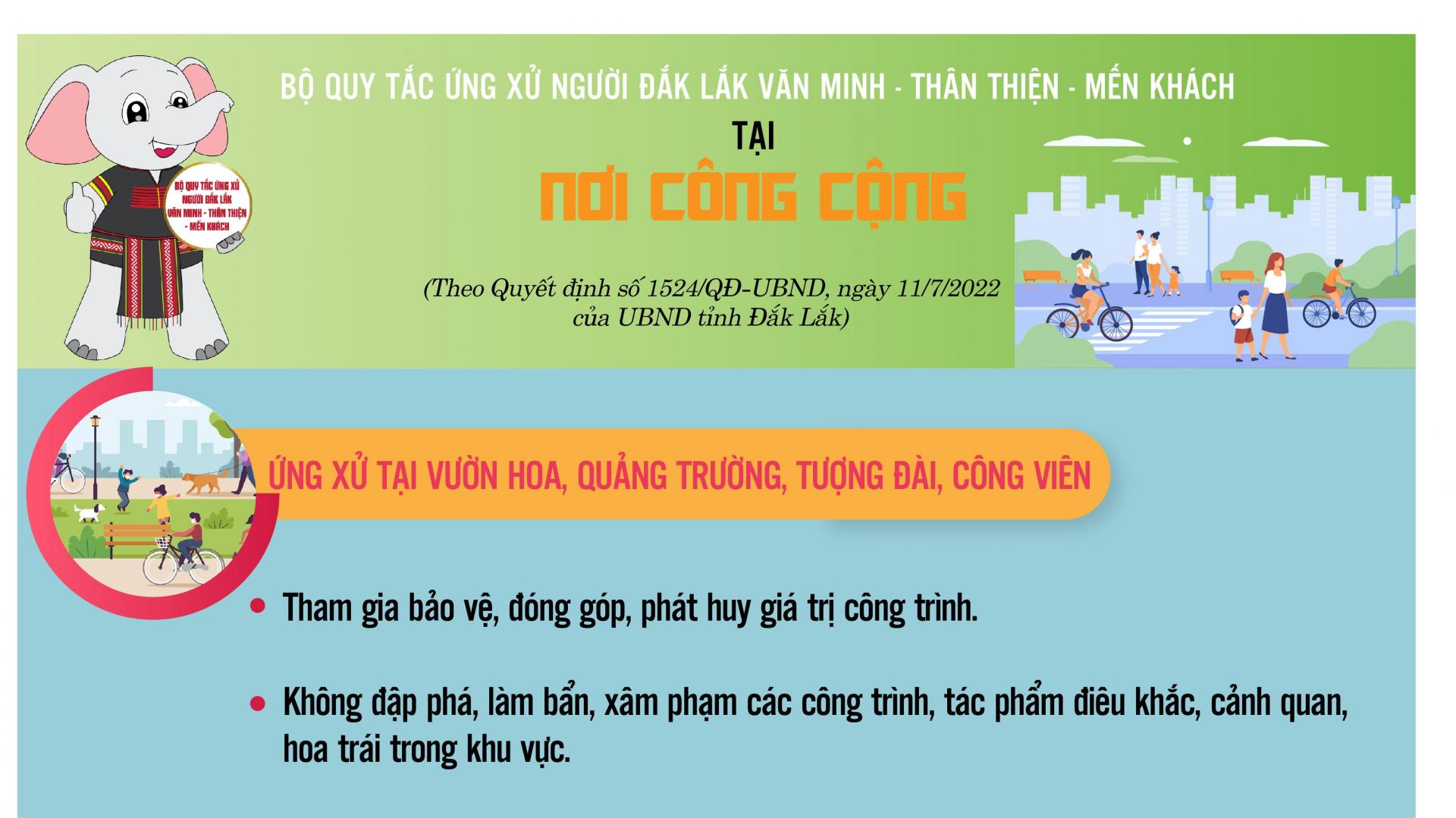 Bộ quy tắc ứng xử Người Đắk Lắk Văn minh - Thân thiện - Mến khách" - Những quy tắc ứng xử nơi công cộng